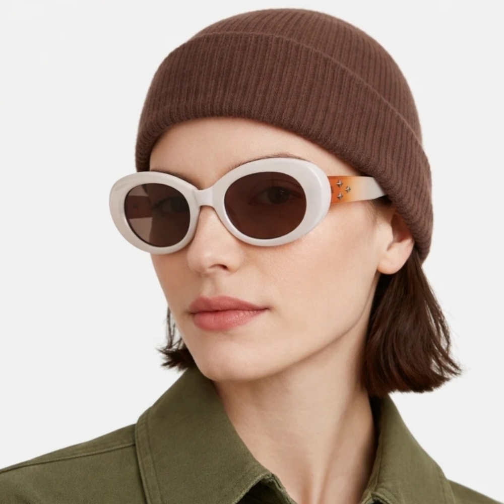 Chic White Oval Sunglasses